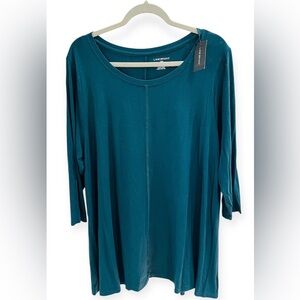 Lane Bryant Teal Tunic with 3/4 Sleeves. Size 18/20. NWT. VERY SOFT!